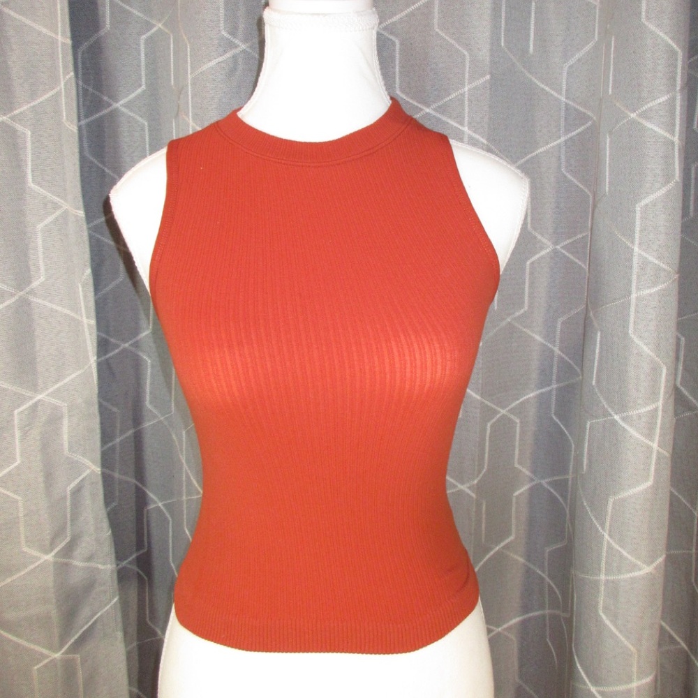 Better Be Sleeveless Ribbed Orange Top